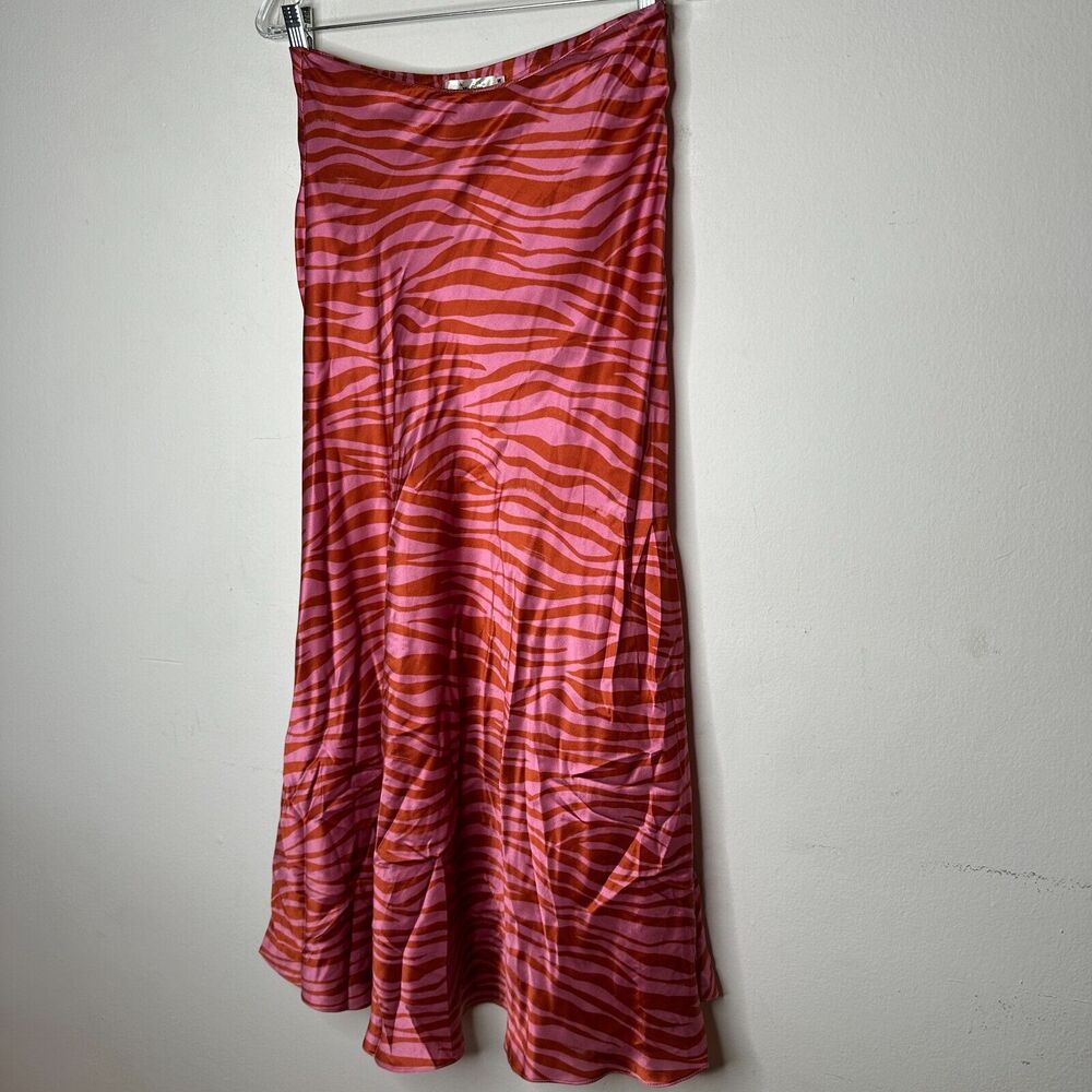 Monika Rust Orange Pink Patti Animal Print Maxi Skirt 100% Pure Silk XS - Picture 4 of 14